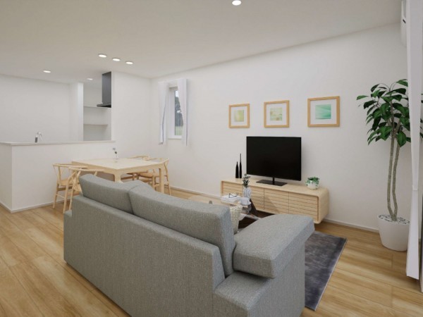鳥取市卯垣、新築一戸建ての居間画像です
