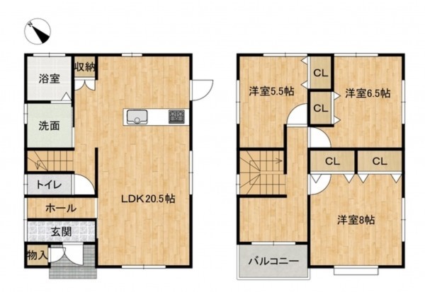 出雲市斐川町上直江、中古一戸建ての間取り画像です