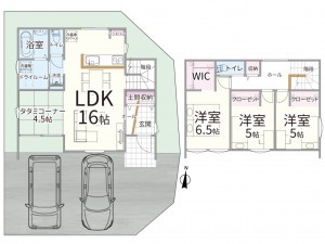 松江市法吉町、新築一戸建ての間取り画像です