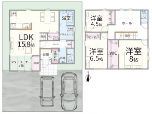 松江市法吉町、新築一戸建ての間取り画像です