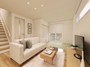 松江市法吉町、新築一戸建ての居間画像です