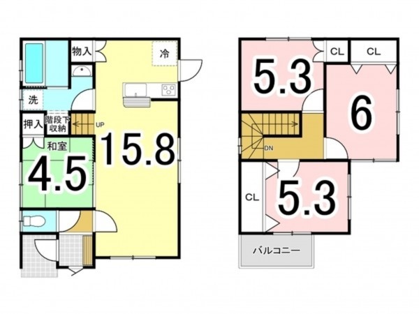 出雲市矢野町、中古一戸建ての間取り画像です