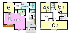 松江市玉湯町湯町、新築一戸建ての間取り画像です