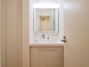 鳥取市古海、新築一戸建ての洗面画像です