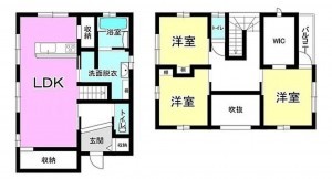 松江市馬潟町、中古一戸建ての間取り画像です