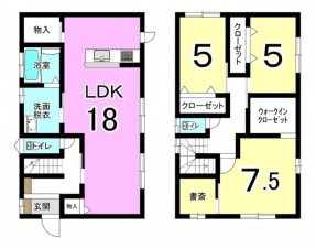 松江市南平台、新築一戸建ての間取り画像です
