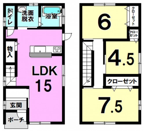 松江市南平台、新築一戸建ての間取り画像です
