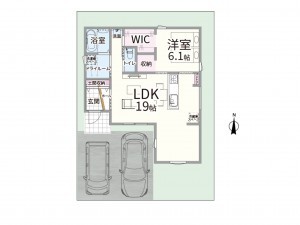 松江市法吉町、新築一戸建ての間取り画像です