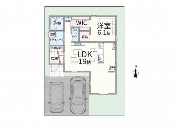 松江市法吉町、新築一戸建ての間取り画像です