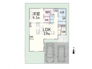 松江市法吉町、新築一戸建ての間取り画像です