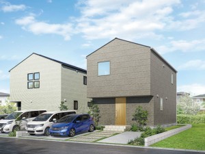 米子市新開、新築一戸建ての完成予想図（外観）画像です
