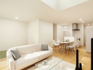 米子市新開、新築一戸建ての居間画像です