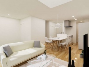 米子市新開、新築一戸建ての居間画像です