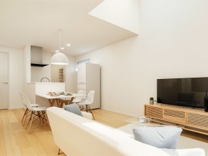 米子市新開、新築一戸建ての居間画像です