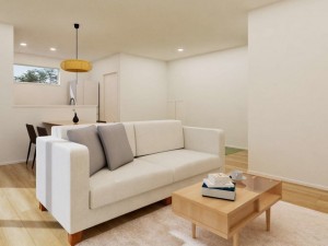 米子市新開、新築一戸建ての居間画像です