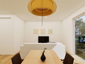 米子市新開、新築一戸建ての居間画像です