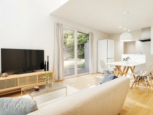 松江市法吉町、新築一戸建ての居間画像です