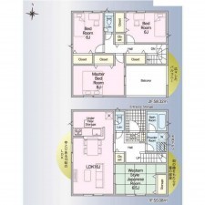 出雲市渡橋町、新築一戸建ての間取り画像です