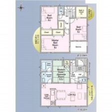 出雲市渡橋町、新築一戸建ての間取り画像です