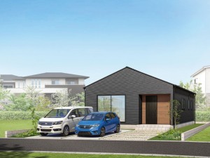 出雲市斐川町上直江、新築一戸建ての完成予想図（外観）画像です