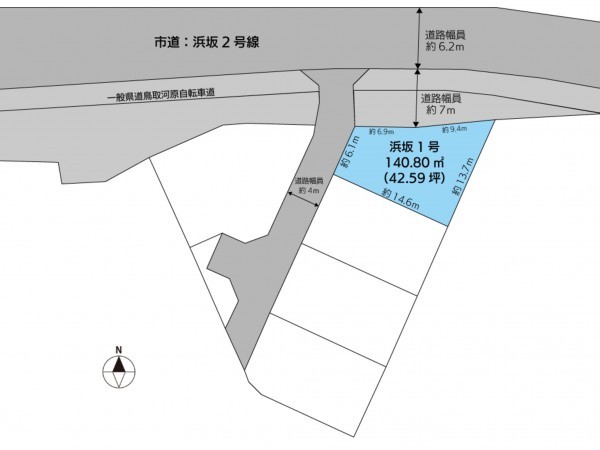 鳥取市浜坂、土地の間取り画像です