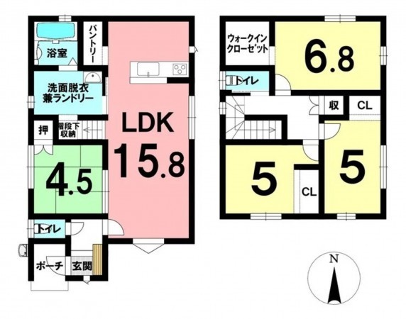 境港市中野町、新築一戸建ての間取り画像です