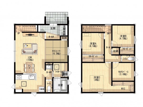 松江市西川津町、土地の建築プラン例画像です