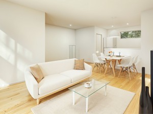 鳥取市浜坂、新築一戸建ての居間画像です