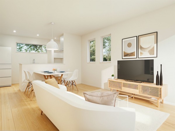 鳥取市浜坂、新築一戸建ての居間画像です