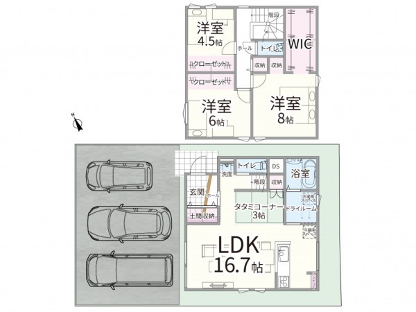 鳥取市浜坂、新築一戸建ての間取り画像です