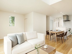 米子市車尾、新築一戸建ての居間画像です