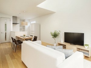 米子市車尾、新築一戸建ての居間画像です