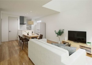 米子市車尾、新築一戸建ての居間画像です