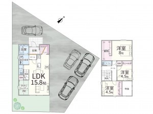 米子市車尾、新築一戸建ての間取り画像です