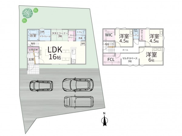 松江市西川津町、新築一戸建ての間取り画像です