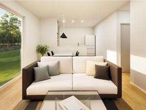 松江市西川津町、新築一戸建ての居間画像です