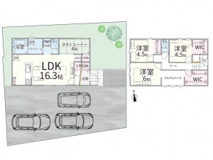 松江市西川津町、新築一戸建ての間取り画像です