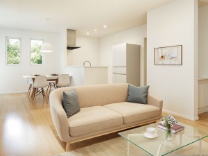 鳥取市浜坂、新築一戸建ての居間画像です