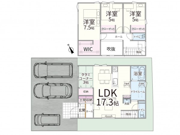 鳥取市浜坂、新築一戸建ての間取り画像です