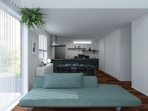 鳥取市浜坂、新築一戸建ての居間画像です