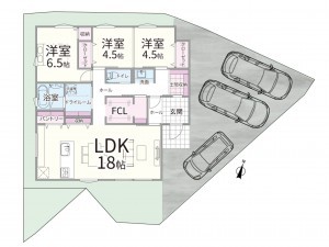 鳥取市浜坂、新築一戸建ての間取り画像です