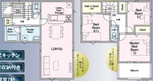 松江市津田町、新築一戸建ての間取り画像です