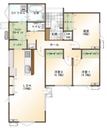 松江市朝酌町、新築一戸建ての間取り画像です