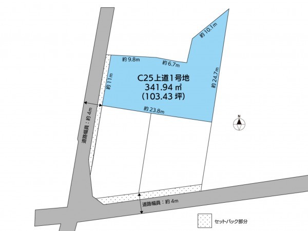 境港市上道町、土地の間取り画像です