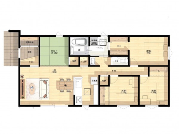境港市上道町、土地の建築プラン例画像です
