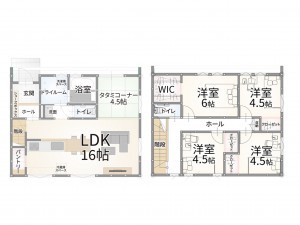 西伯郡伯耆町岸本、土地の建築プラン例画像です
