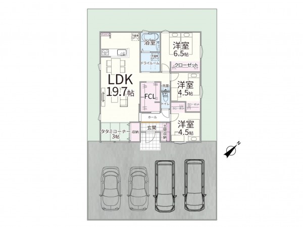 出雲市斐川町出西、新築一戸建ての間取り画像です