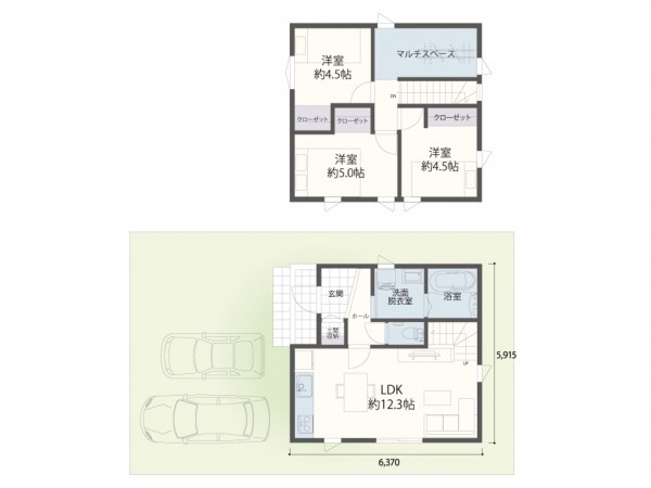 米子市旗ヶ崎、土地の建築プラン例画像です