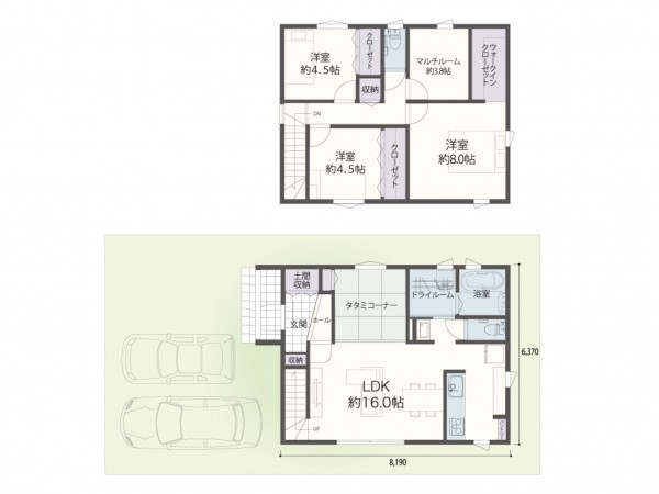 米子市旗ヶ崎、土地の建築プラン例画像です