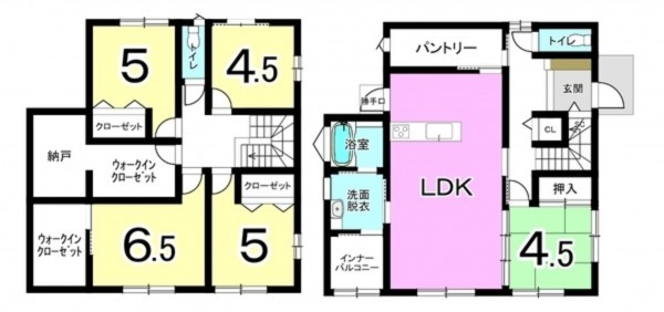 松江市古曽志町、中古一戸建ての間取り画像です